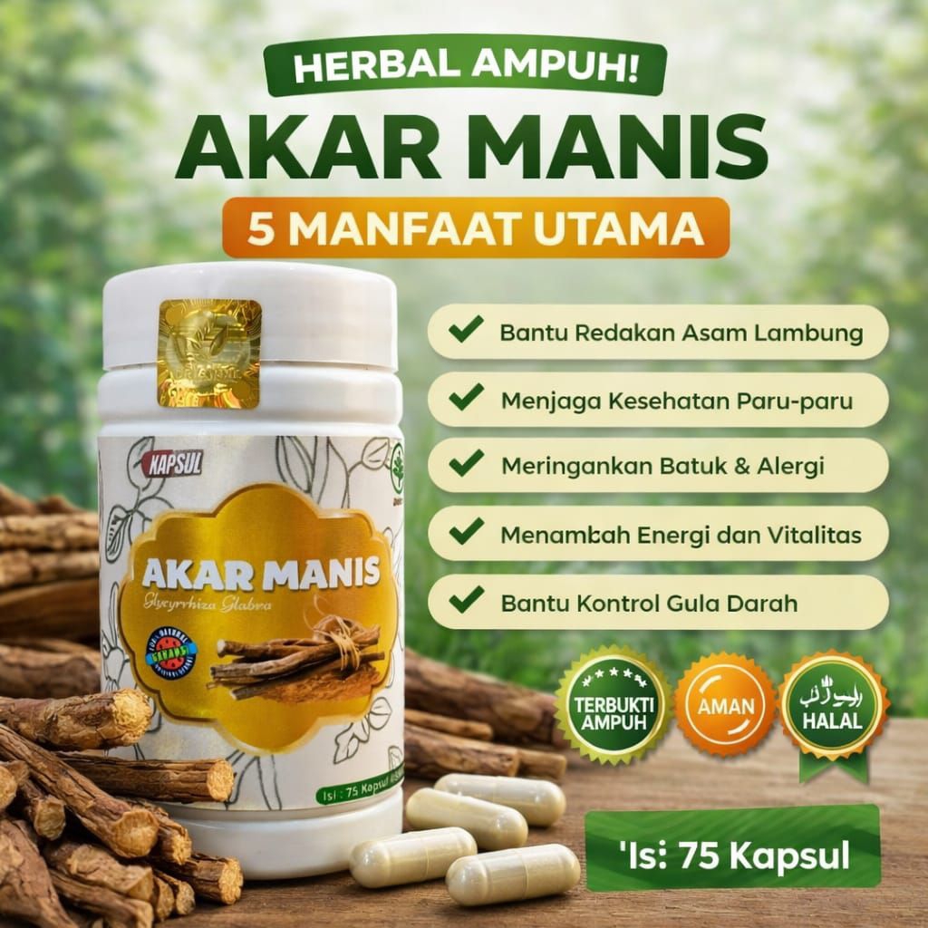 Kapsul Herbal Akar Manis jg halal alami untuk kanker diabetes
