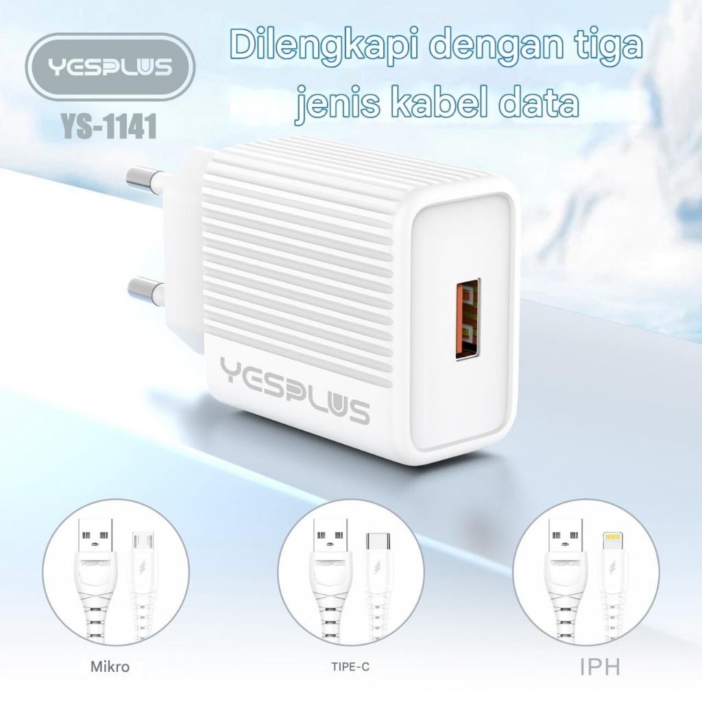 Jual Charger YESPLUS YS-1141 USB Quick Charge 3A Fast Charging Smart ...