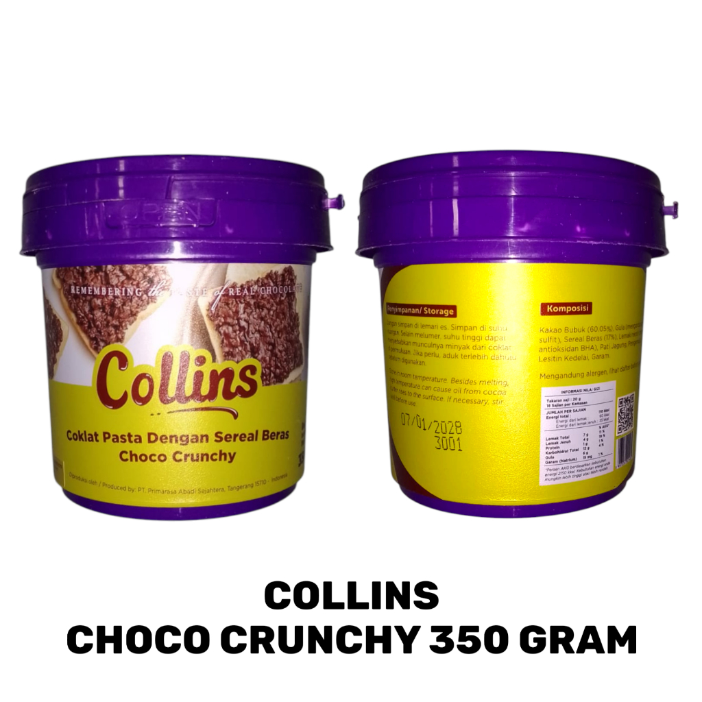 Jual COLLINS CHOCO CRUNCHY SELAI COKELAT 350GR | Shopee Indonesia