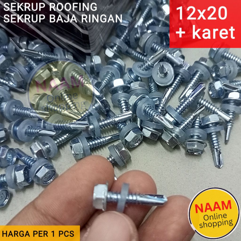 Jual (12X20) BAUT ROOFING PENDEK / SEKRUP ROOFING 12X20 PANJANG 2CM ...