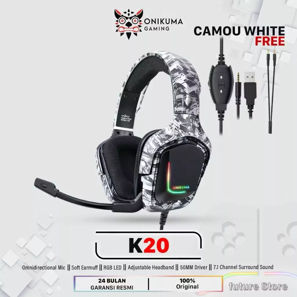 ONIKUMA Headset Gaming stereo telinga kucing - Game E-Sport - headphone gaming - Headphone Keren - Headset unisex - Earphone Dengan Mikrofon Pengurangan Kebisingan - foto 1