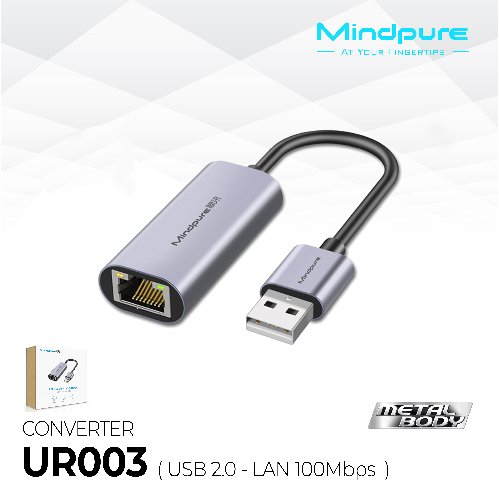 Jual MINDPURE UR003 (USB 2.0 TO LAN 100Mbps Besi) / Konverter USB to ...