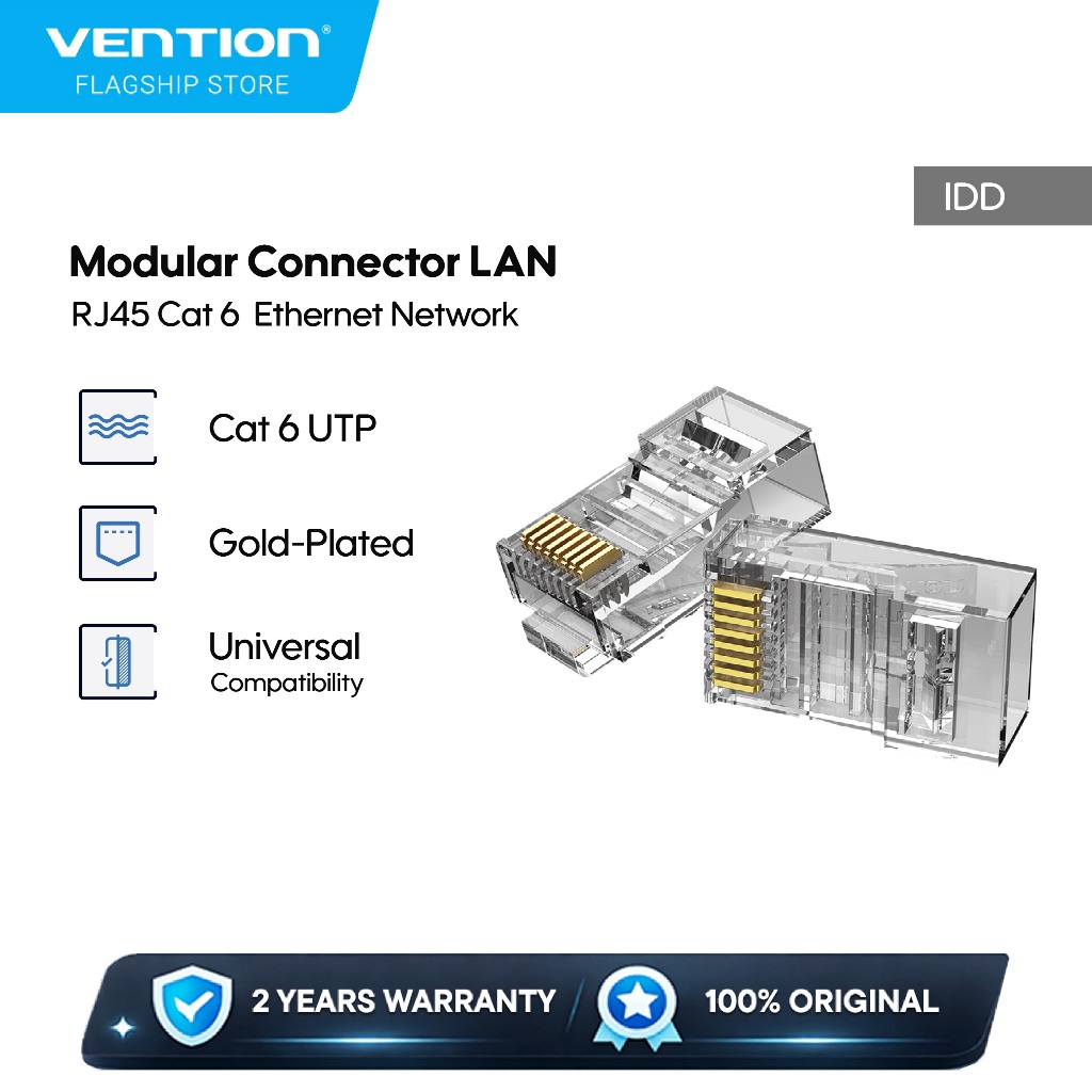 Jual Vention IDDR0 Connector LAN Cat 6 UTP RJ45 Modular Plug 100PCS ...