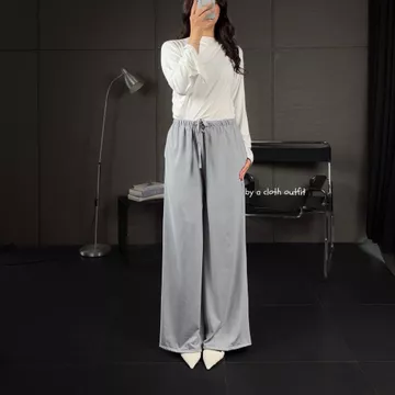 BYACLOTH Zen Loose Pants Celana Panjang Baggy Kantor Kuliah Wanita Casual Cewek Kulot Hitam