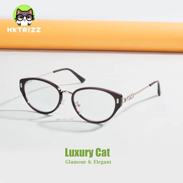 MKTRIZZ Kacamata Cat Eye Wanita Anti Radiasi Photocromic Gaya Korea Minus Frame Metal Anti