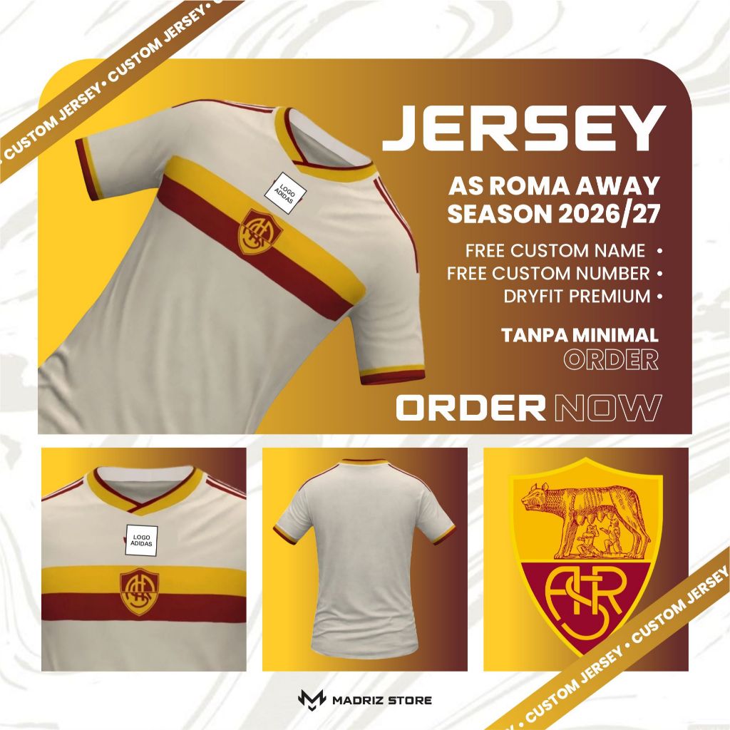 Jual JERSEY AS ROMA AWAY SEASON 2026/27 - FREE NICKNAME NOMOR - FULL ...