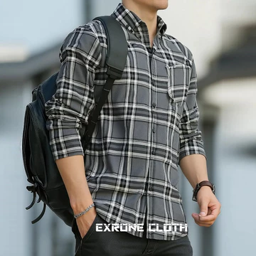 Kemeja Flanel Pria Lengan Panjang Unisex Motif Kotak Bahan Flanel Import Exrone