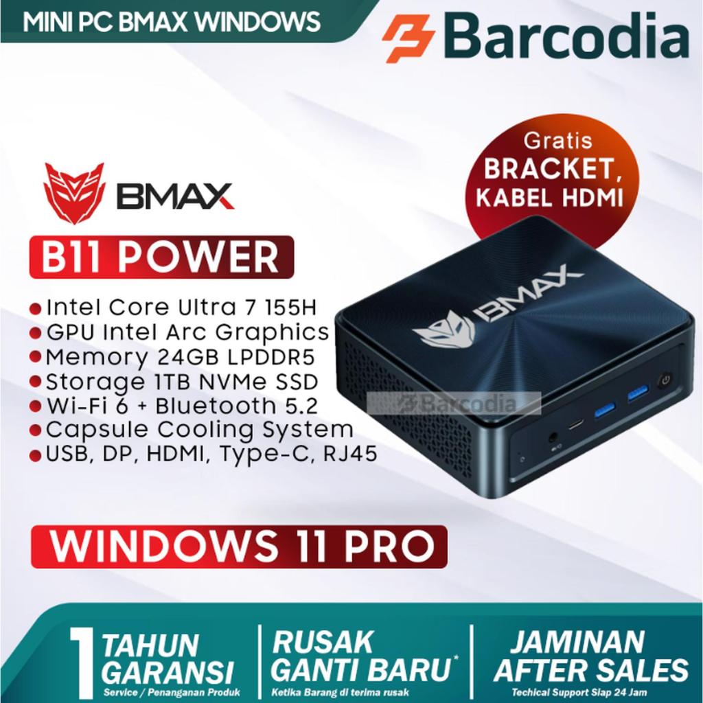 BARCODIA Mini PC AI BMAX B11 Power Intel Core Ultra 7 155H 24GB/1TB LPDDR5 NVMe Windows 11 Pro