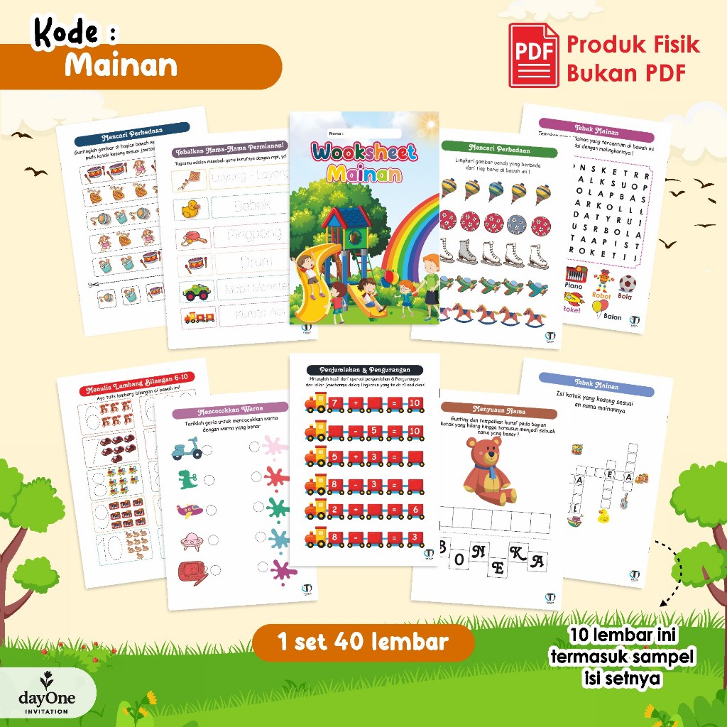 Jual [ TEMA MAINAN ] Worksheet Anak A5 40 Lembar Edukatif & Menarik ...