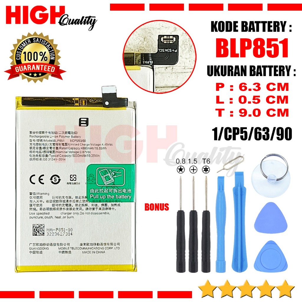 Batterie De Remplacement 5000mAh Pour Oppo A74 4G (CPH2219) - Marque GLOBALSTOCK, Fabriquée En France