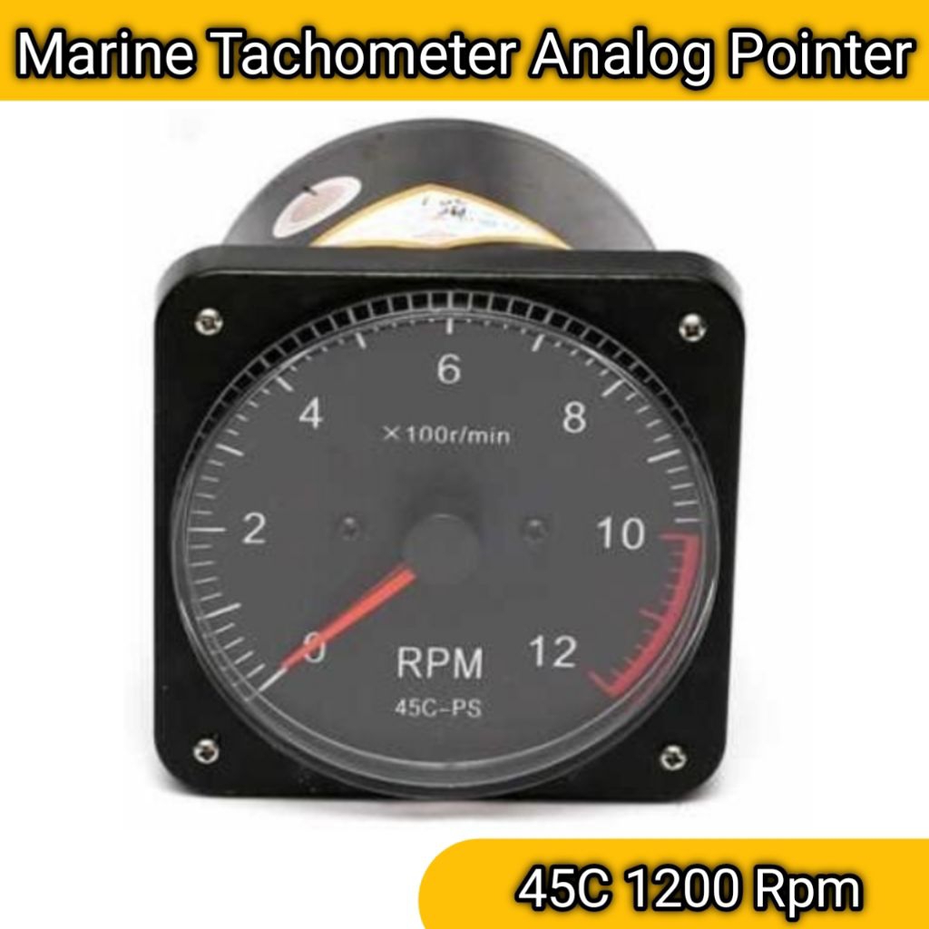 Jual Tachometer Marine Analog RPM 0-1200 rpm 45C Analog Pointer ...