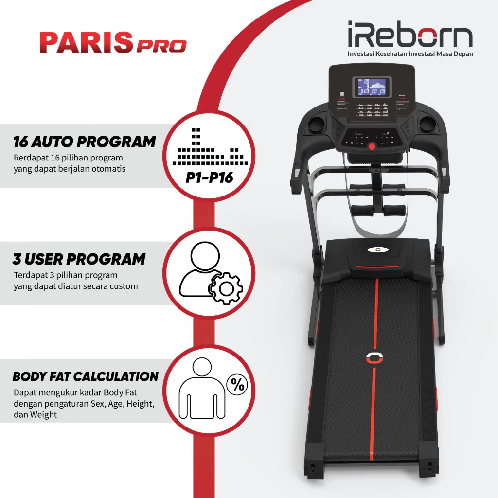 Alat fitness treadmill elektrik iReborn