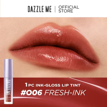 DAZZLE ME Ink Gloss Lip Tint Lip Gloss Tahan Lama Glossy Dan Plumpy Finish Waterproof Stained