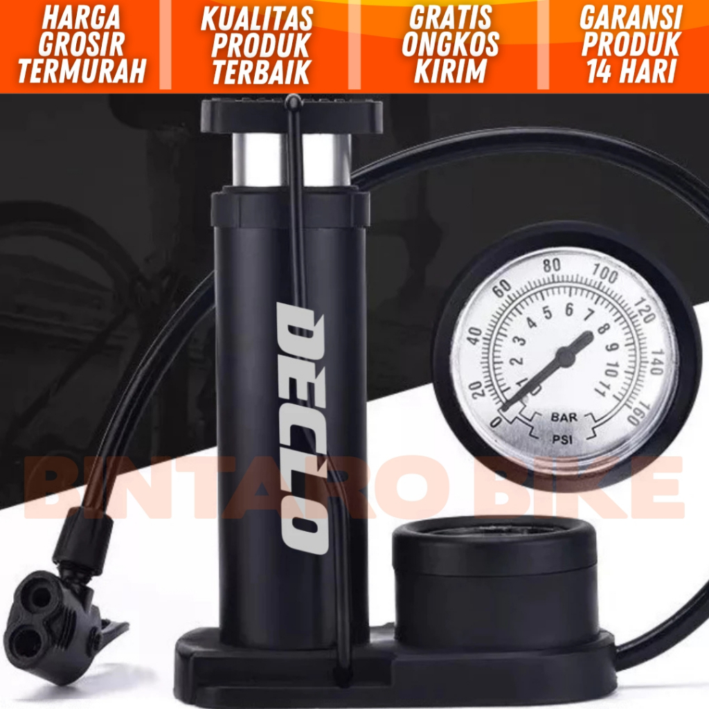 Jual Pompa Sepeda Motor Mobil DECLO X79 160PSI Alloy Pentil Schrader ...