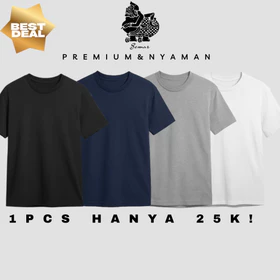 Kaos Polos Hanya 25Rb Bahan Premium Dan Nyaman Dengan 4 Variasi Warna