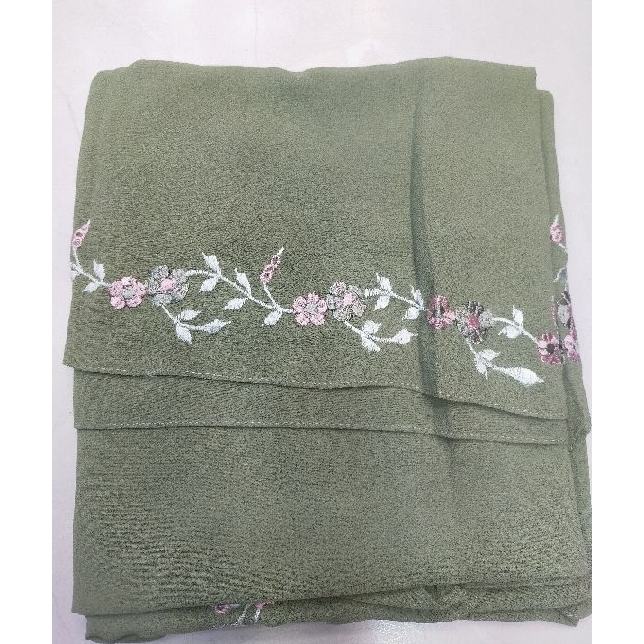 Hijab Almeera Bordir Jilbab Ceruty 2 Layer Bordir Khimar Bordir Size Standar By Jns Hijab