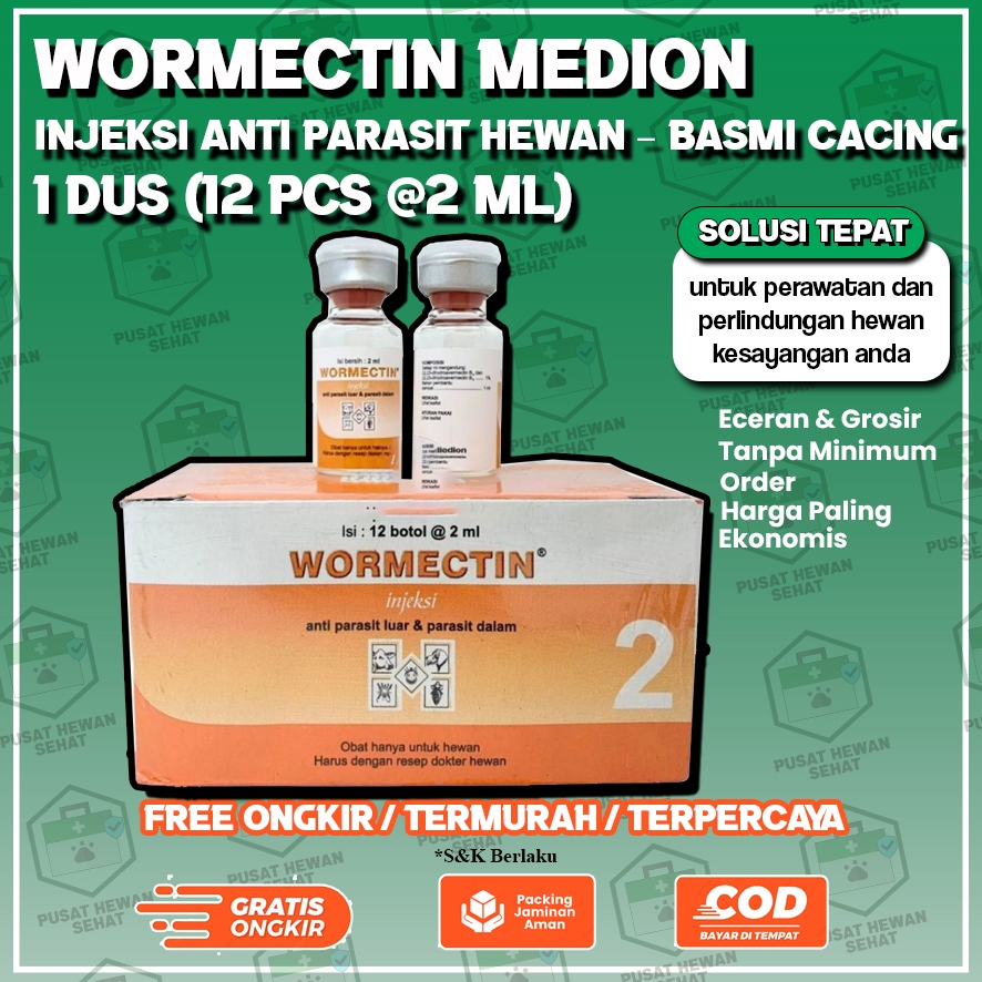 Jual WORMECTIN MEDION 1 DUS (12 BOTOL @2 Ml) - Injeksi Anti Parasit ...