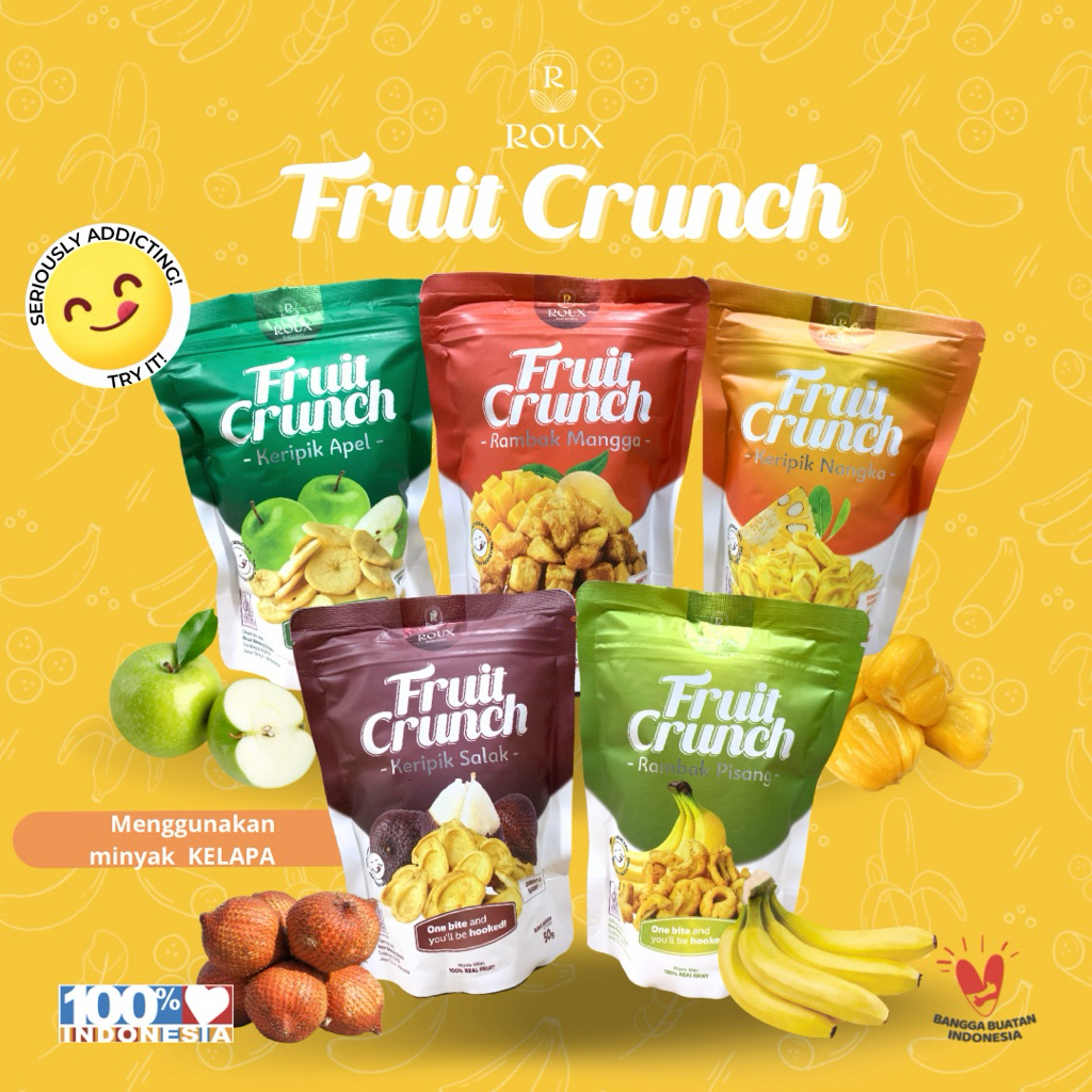 Jual ROUX FRUIT CRUNCH KERIPIK SALAK 50g PREMIUM RENYAH BUAH SEHAT HEALTHY SNACK | Shopee Indonesia