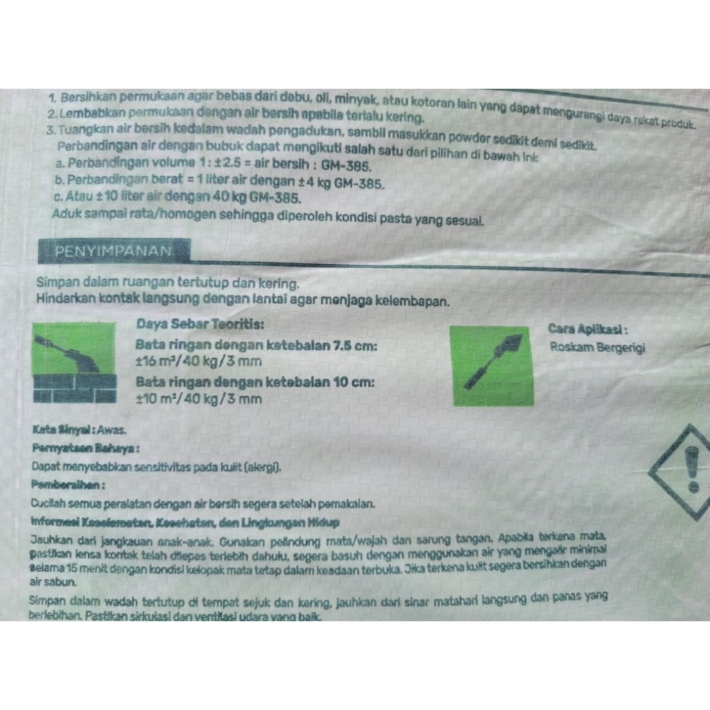 Jual Repack 5 kg Giant GM 385 Perekat Bata Ringan Thin Bed Adhesive ...