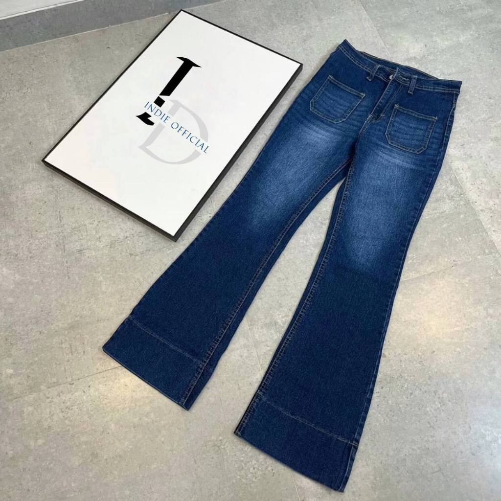 Jual [COD] Alice Jeans Pocket Highwaist Cutbray Jeans Retro