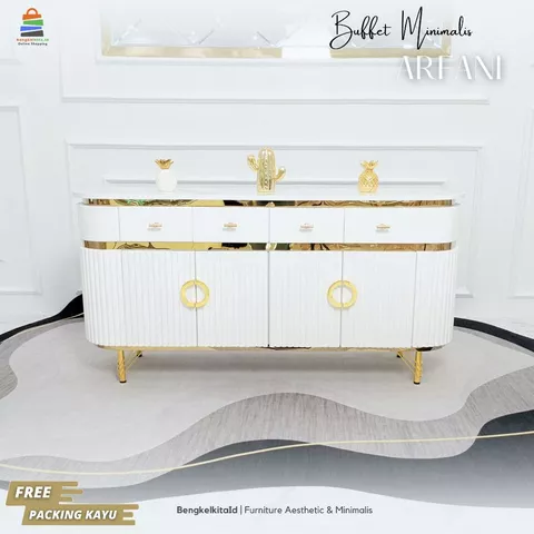 Buffet Meja TV Arfani Minimalis Modern Lemari Penyimpanan Kayu Solid Duco