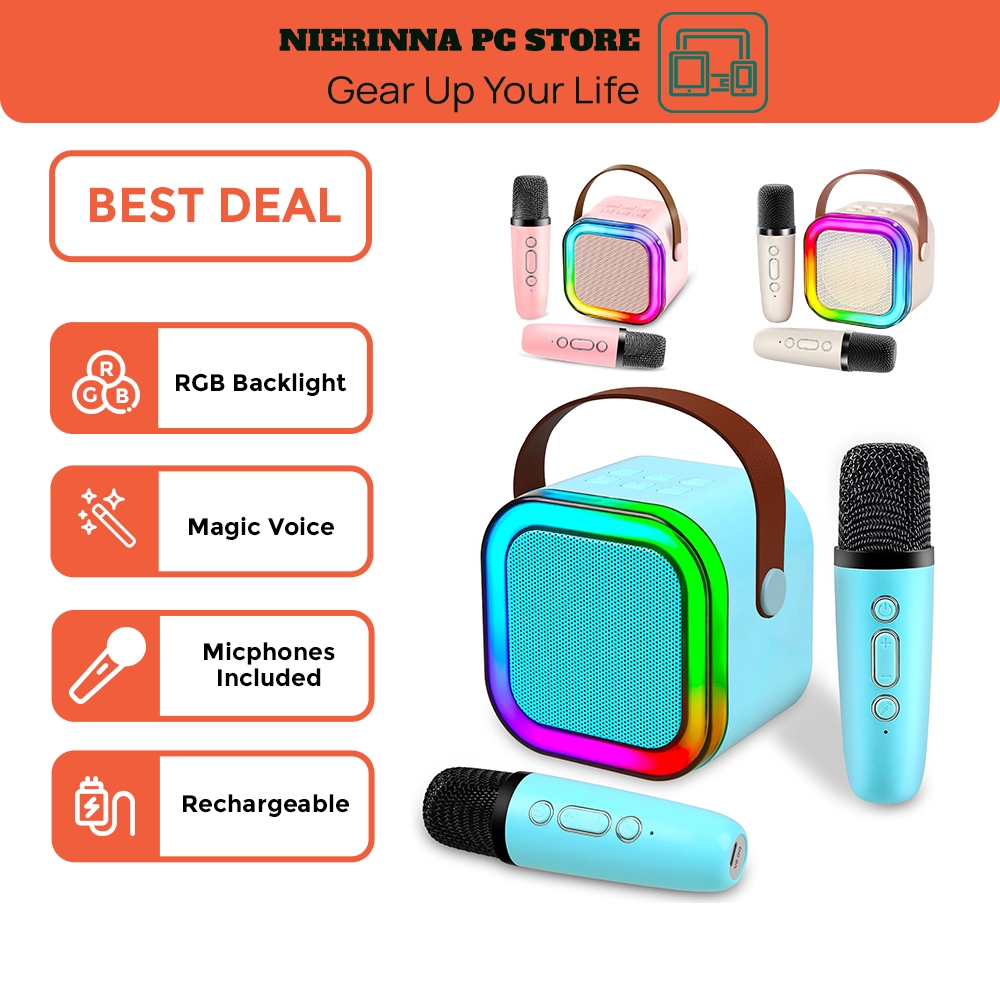 Jual Karaoke Speaker Mini Wireless Portable Bluetooth with LED Lights ...