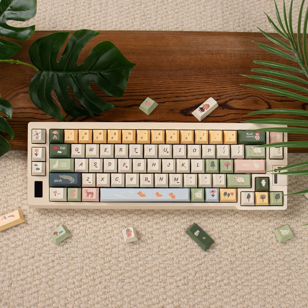 Jual URE Padang rumput Keycap PBT Cherry Profile beige Kartun Lucu ...