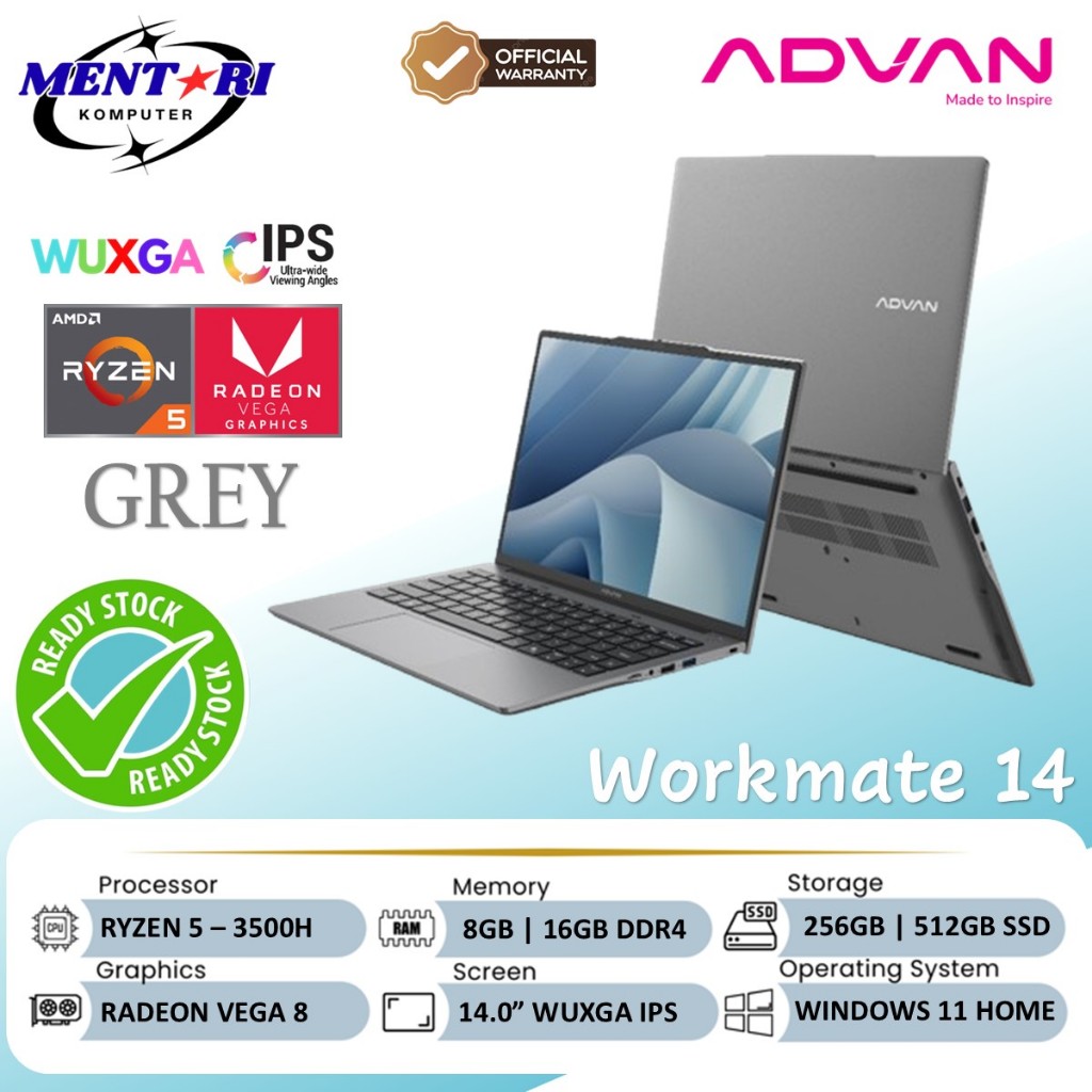 Jual ADVAN WORKMATE R5 14 RYZEN 5 3500U 16GB 512GB SSD Win11 Laptop ...