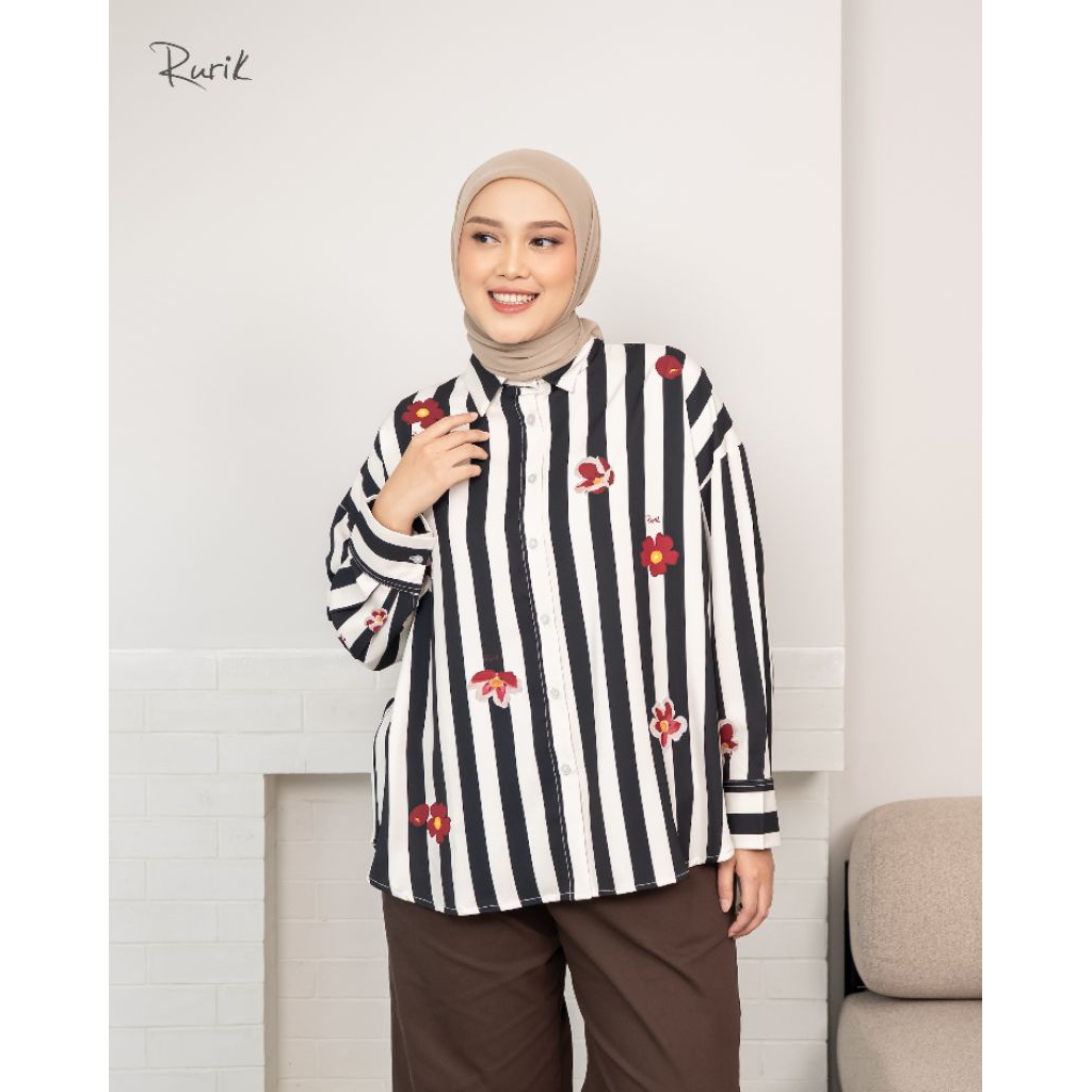 RURIK RIENSA PRINT SHIRT - Kemeja Atasan Wanita Terbaru