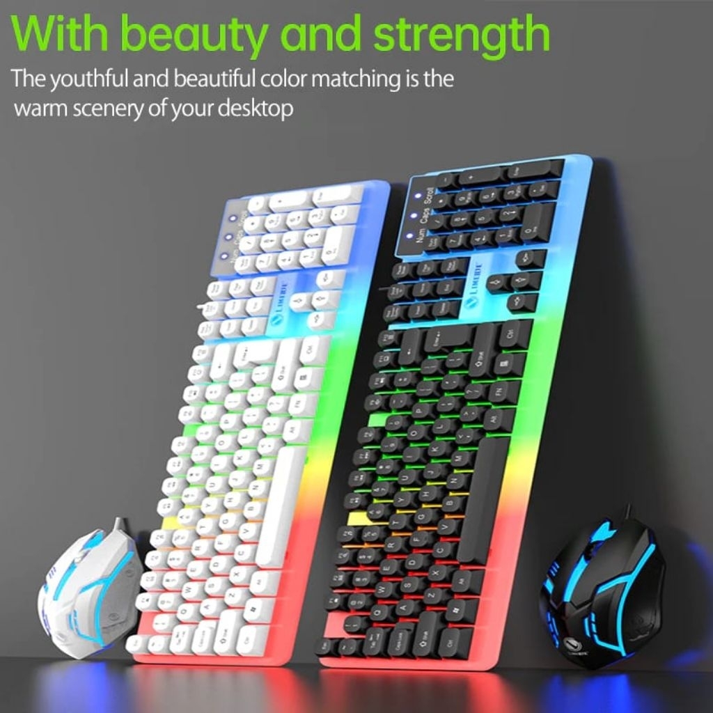 Jual Keyboard Gaming LED RGB Lampu, USB wired keyboard mouse 1 set game ...