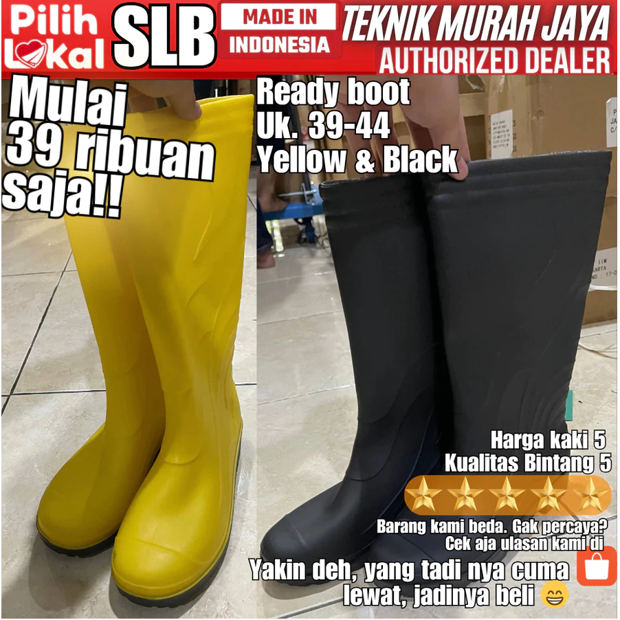 Jual COD SLB Sepatu Boot Lokal Karet Kuning Yellow Tinggi Safety Rain ...