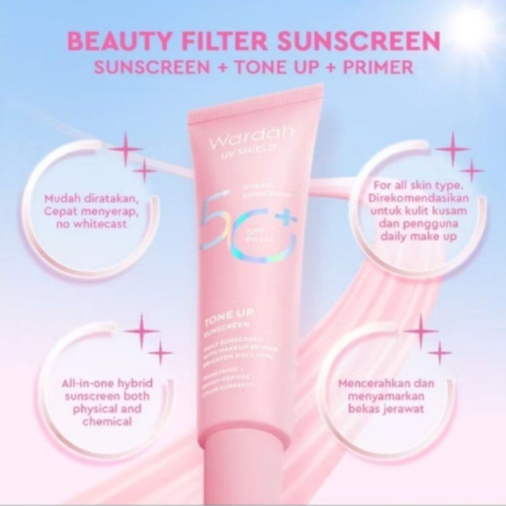Jual Wardah UV Shield Tone Up Sunscreen SPF 50+ PA+++(PINK) - Sunscreen ...