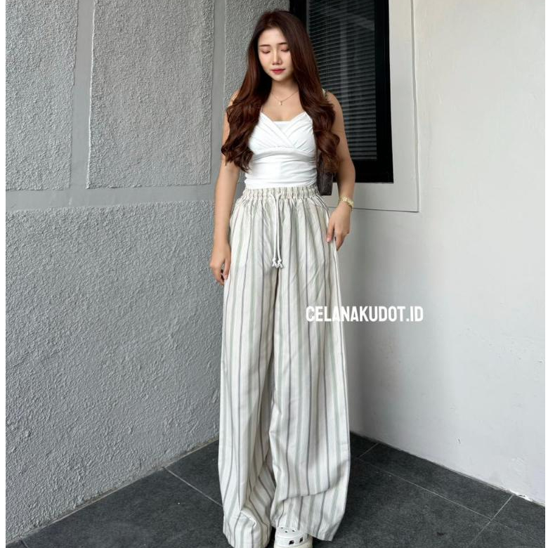 Celanakudot - Everyday Pants Strip Celana Panjang Wanita Baggy Kantor Kuliah Kul - foto 3
