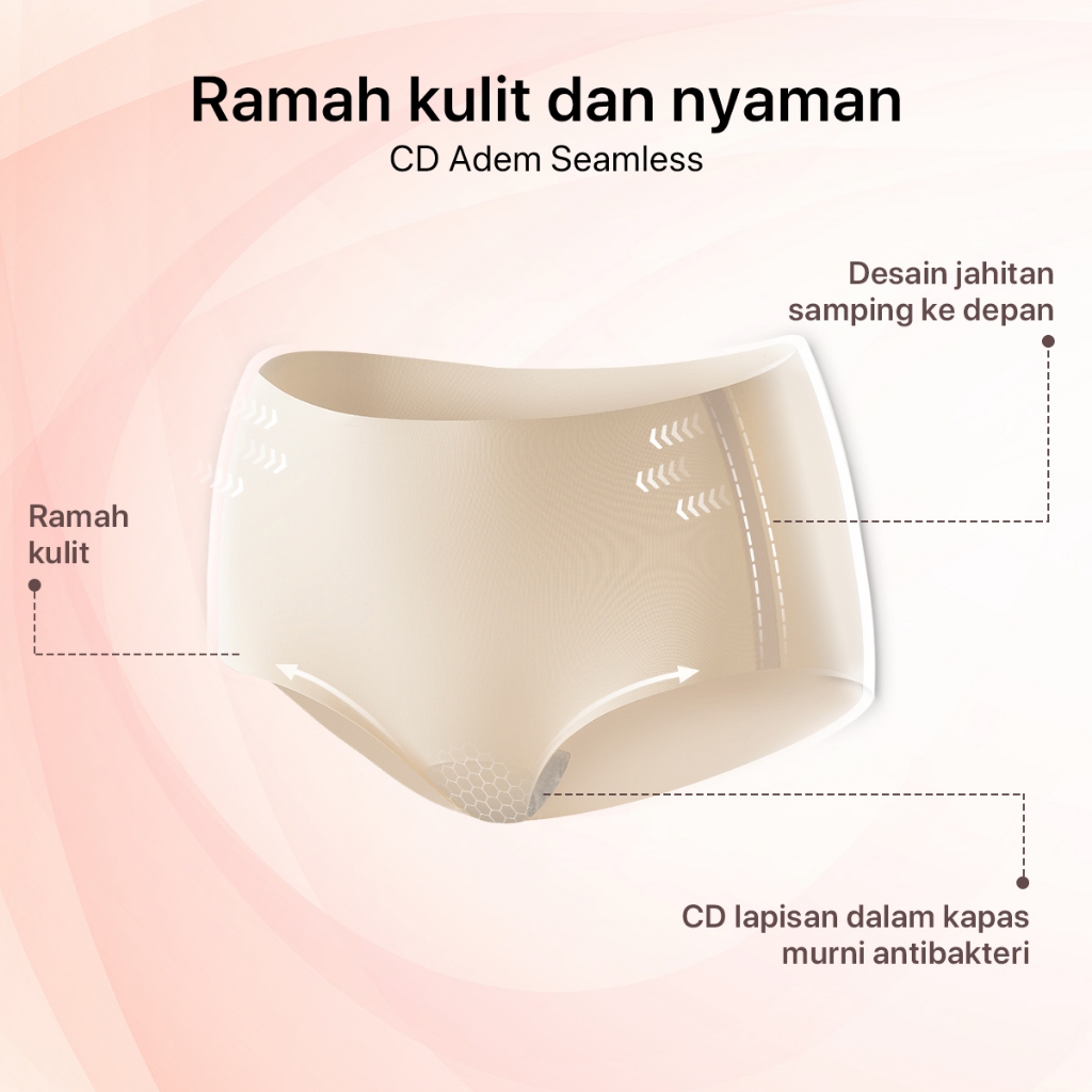 GRENEY-3 Pcs CD Adem Seamless Celana Dalam Wanita Push Up Panties Katun Waist Yoga Sports Sexy Seamless Underwear 89634