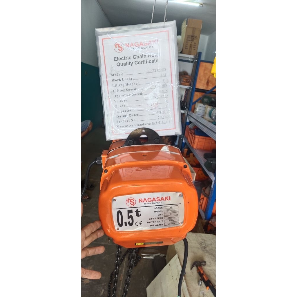 Jual Electric chain hoist 0.5 ton rantai 6 meter 380v/ 3 phase ples ...