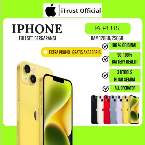 Jual IP 14 PLUS 128GB 256GB SECOND FULLSET ORIGINAL MULUS NORMAL NO ...