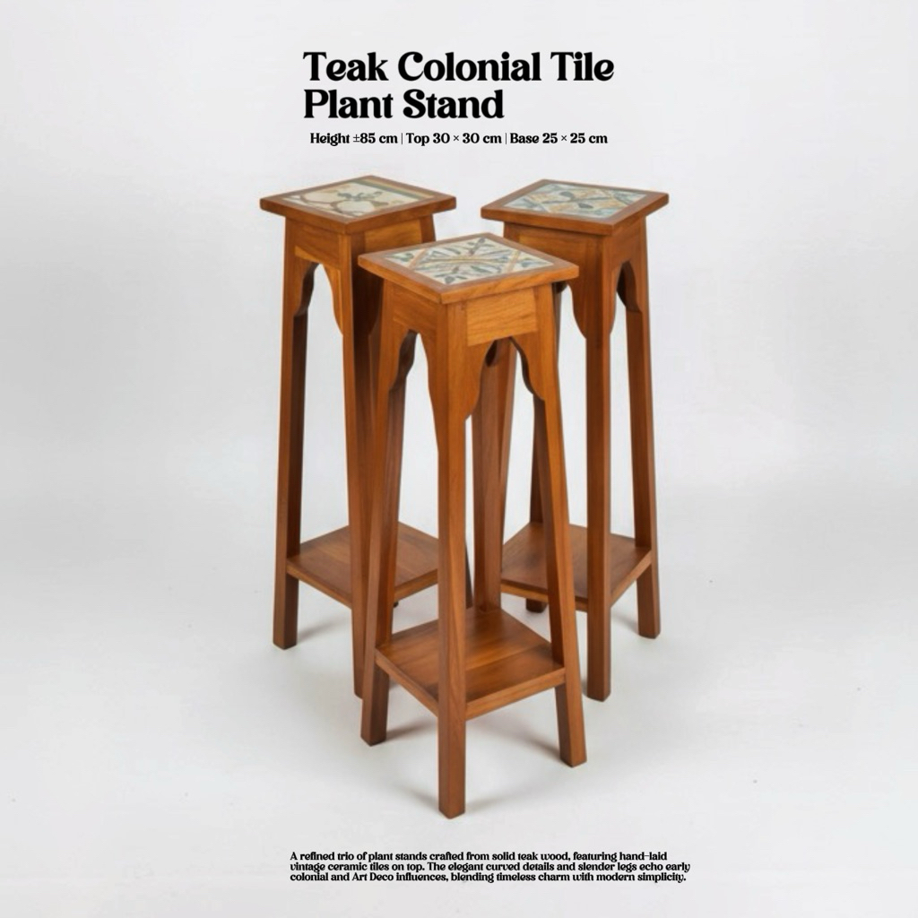 Jual Meja Pot Tanaman Kayu Jati Asli Top Tegel Klasik | Shopee Indonesia