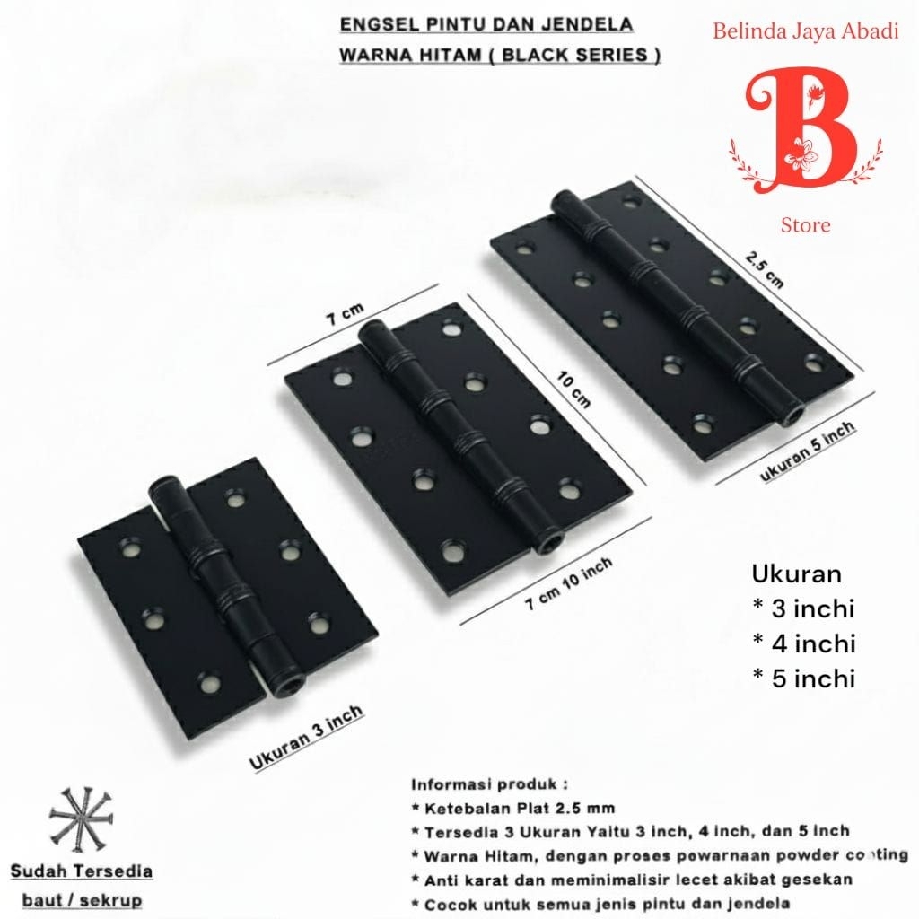 Jual Engsel pintu rumah dan engsel jendela Hitam 3 inchi, 4 inchi dan ...