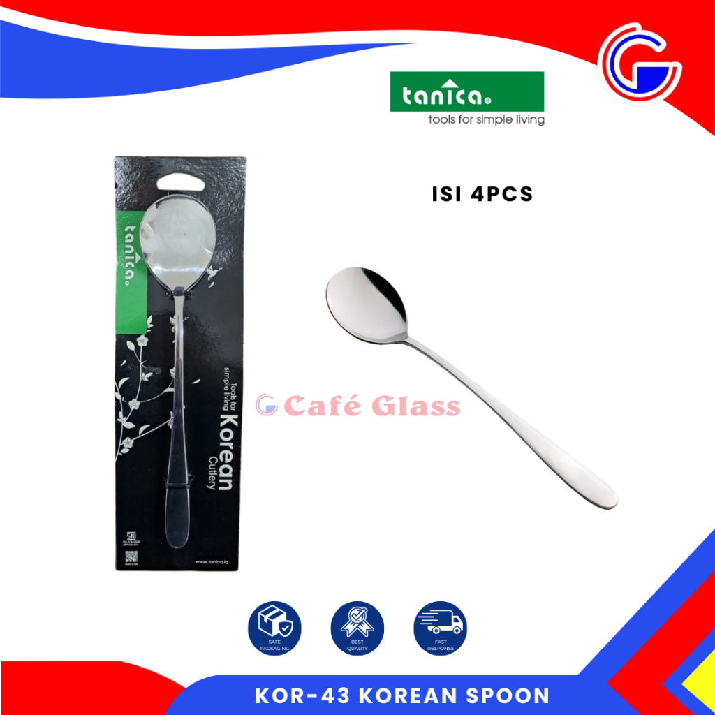Sendok Korea Stainless Tanica Kor-43 Isi 4 Pcs - Korean Spoon Anti Karat - Sendok Estetik Untuk Cafe