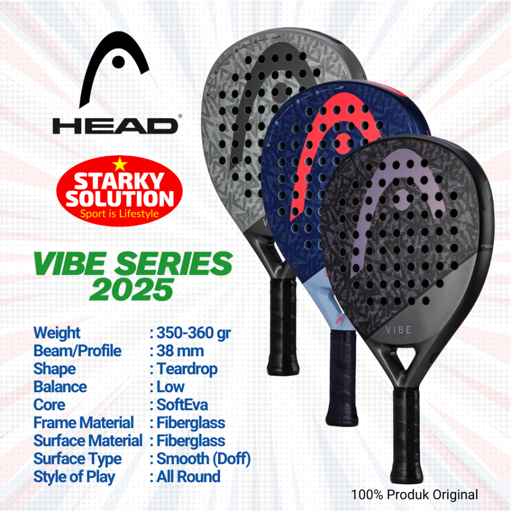 Jual Raket Padel HEAD VIBE Series 25 Teardrop Shape 350 gr Tenis Paddle ...
