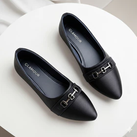 Flatshoes Wanita Hitam Elegan – Sepatu Flat Kerja Casual