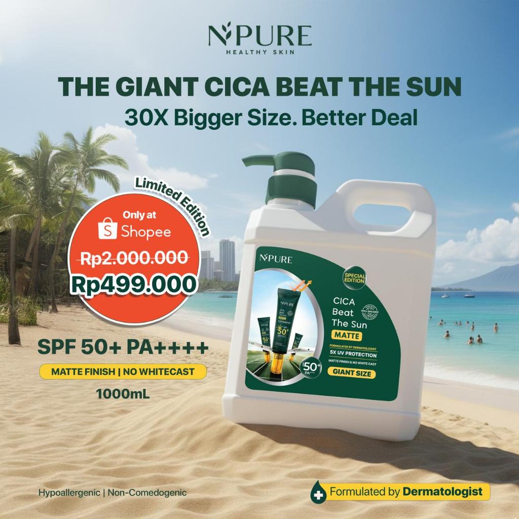 Jual LIMITED EDITION - NPURE Cica Beat The Sun Sunscreen Matte 1000mL ...