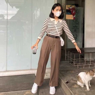 Loose Pants Trousers Celana Anti Kusut Celana Kulot Wanita Jumbo Highwaist Loose Pants Jumbo