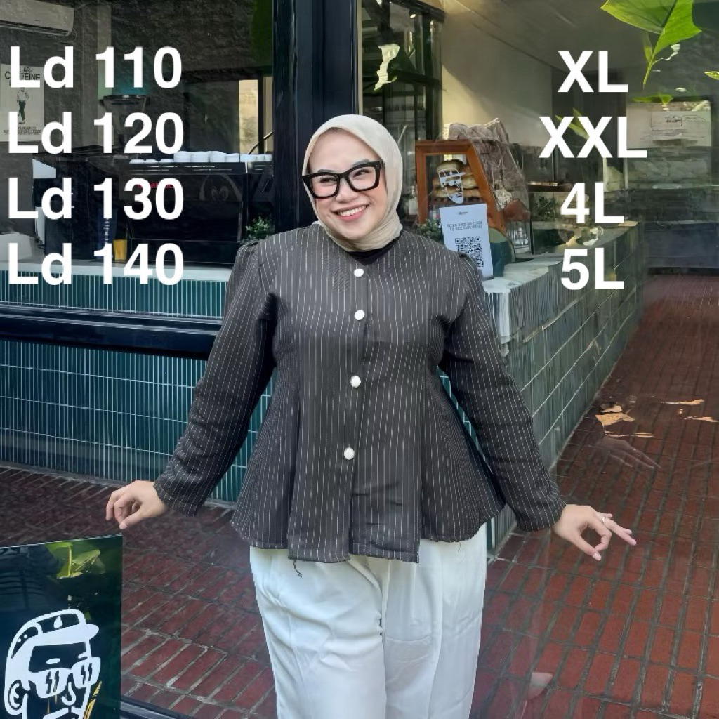 Clody Shirt Wanita Semi Woll Stripe Atasan
