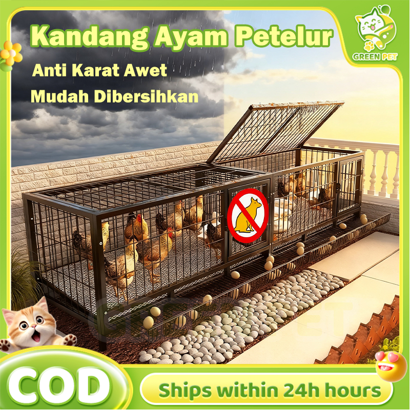 PAPAPET Kandang Ayam Petelur Galvaniz  6 Pintu Kapasitas 12 Ekor Tahan Karat dan Mudah Dibersihkan Anti Karat Awet