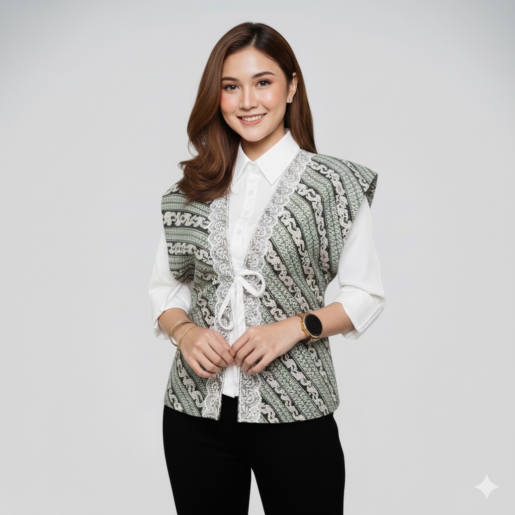 Jual Aish Klambi Outer Batik Cendana – Rompi Batik Wanita Elegan untuk ...