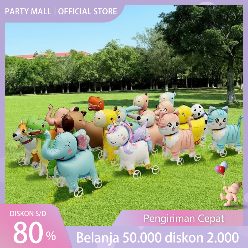 Jual Balon Foil 4D Karakter Animal Roda Bisa Berjalan / Balloon ...