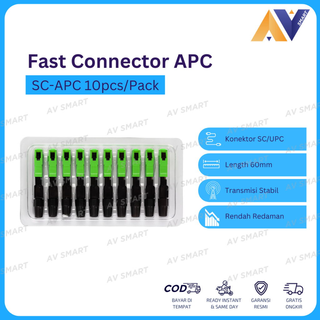 Jual 1 Pack (10 Pcs) Fiber Optic Fastconnector SC APC Fast Connector ...