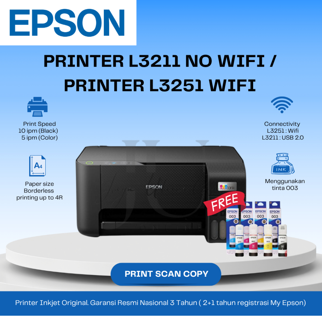 Jual Printer Epson L3211 (No Wifi) / L3251 (Wifi) EcoTank InkTank All ...