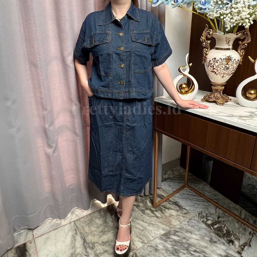Jual STELAN ROK JEANS BKK PREMIUM POCKET KANCING HIDUP 818 | Shopee ...